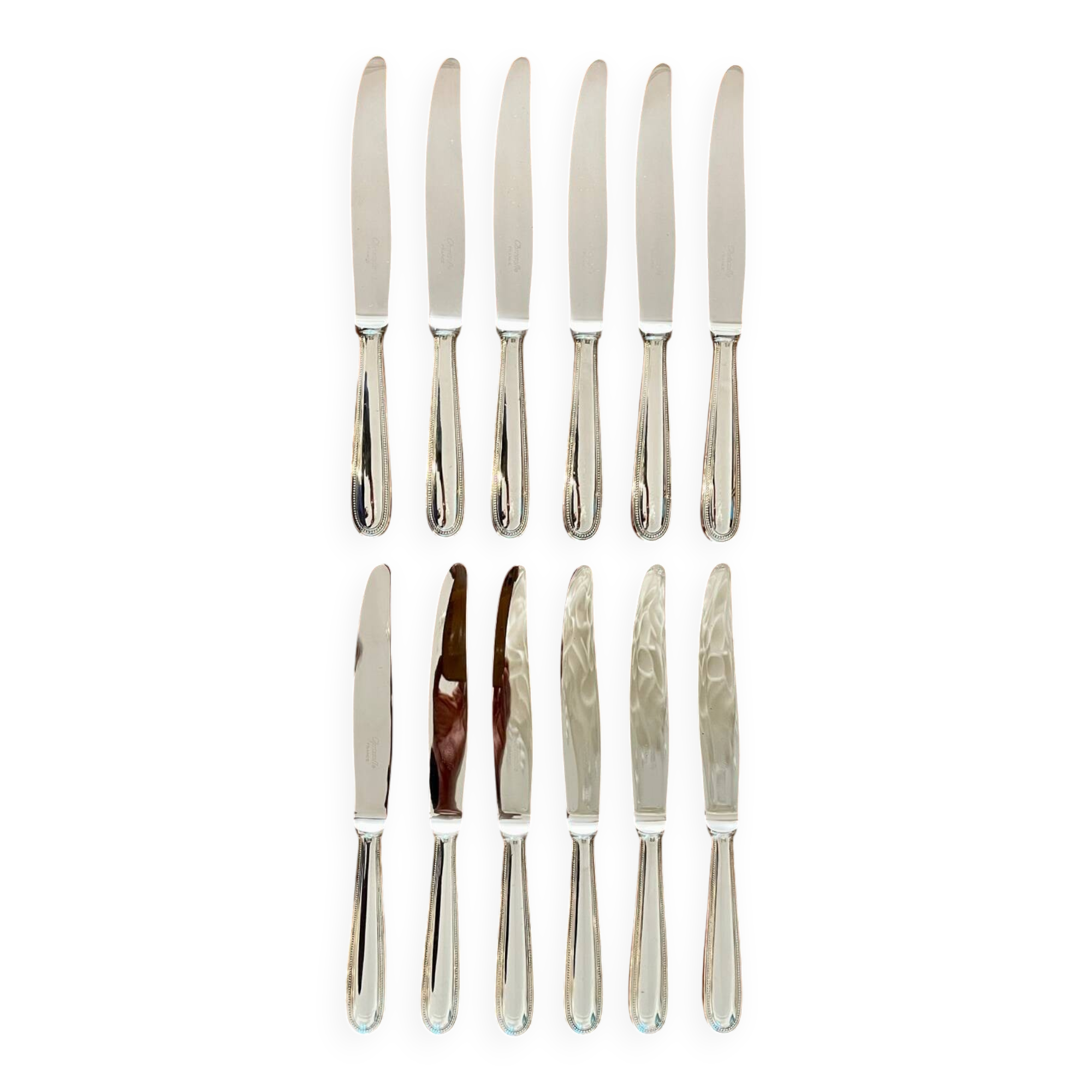 Christofle Perles 12 Table Knives 24.5 cm