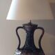 Vintage amphora lamp in ceramic with a new silk and wool shade.
