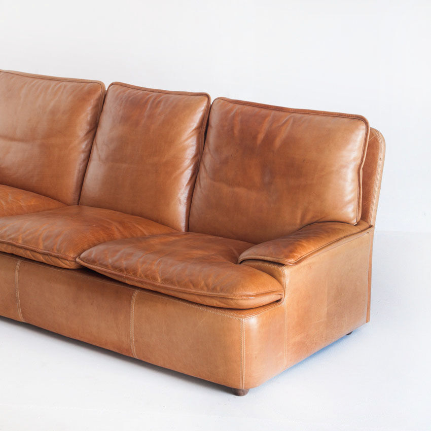 Vintage leather sofa. Belgium, 1970s