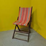 Chaise de plage française en bois de la 1ère moitié du 20ème siècle