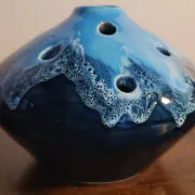 Enamelled Posy Vase / Flower Holder from Vallauris 1960s 1970s