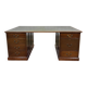 Large English flat desk in mahogany with leather top, early 20th century