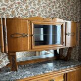 Buffet sideboard solid wood marble stone