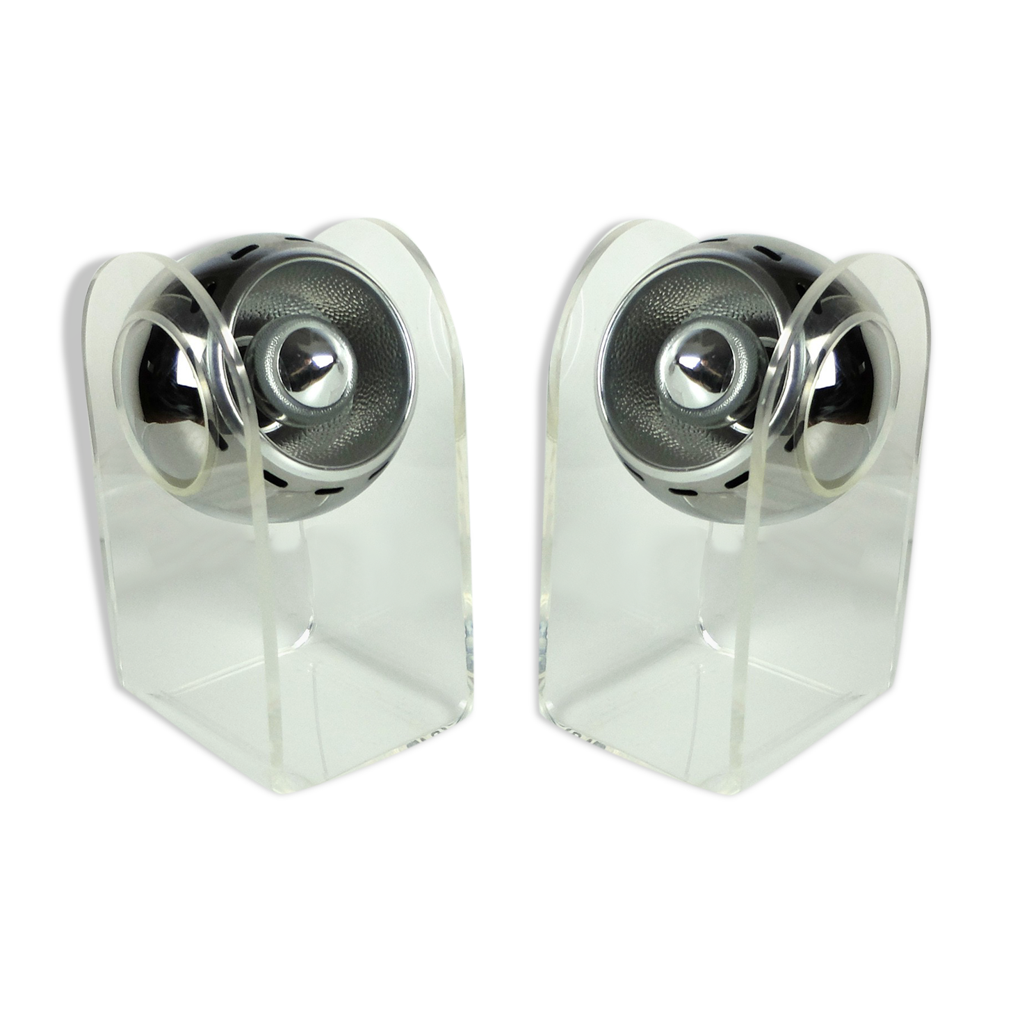 Pair of table lamps Space Age plexiglass sphere, 1960/70
