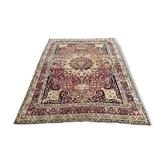 Tapis kirman laver ancien fin 19ème, provenant d'un château