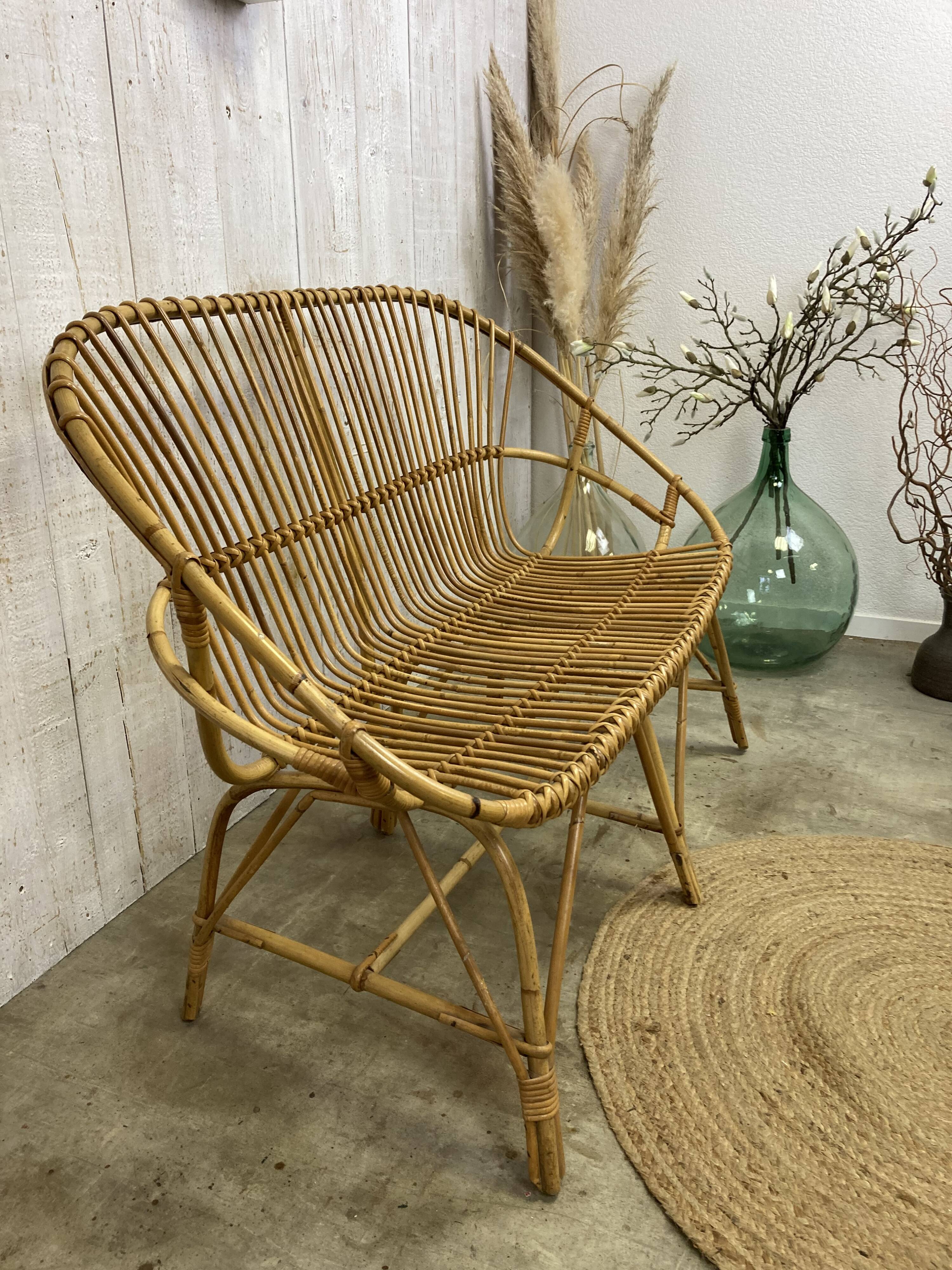 Vintage rattan bench