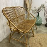 Vintage rattan bench