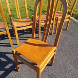 Set of 6 chairs, oak and leather