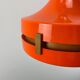 1970s orange Scandinavian suspension light in plexiglass shaped like a UFO.