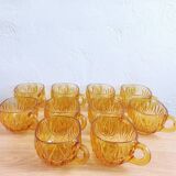 Set of 10 Hazel Atlas "Williamsport" Amber Punch Cups – 1970s