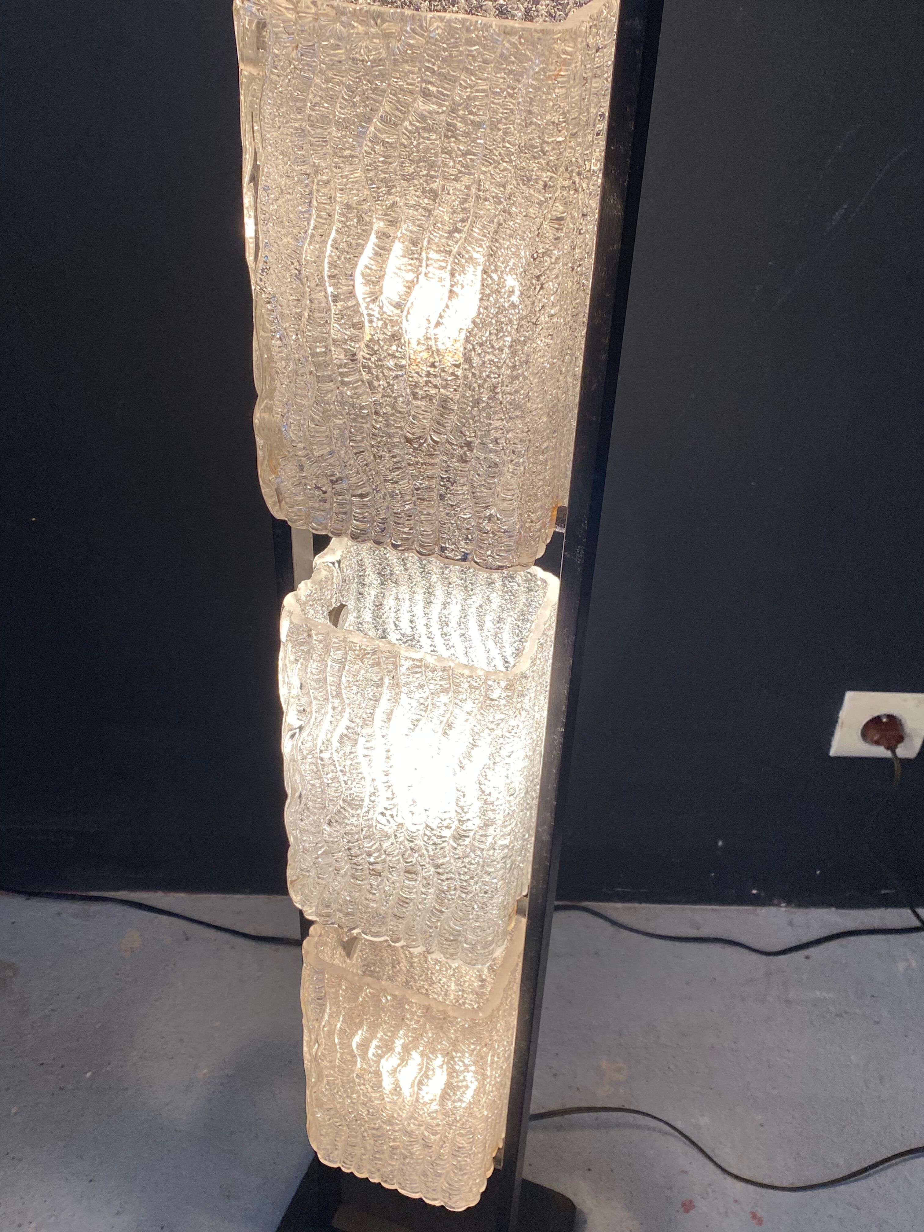 Arlus metal floor lamp and 4 glass lampshades - 1950