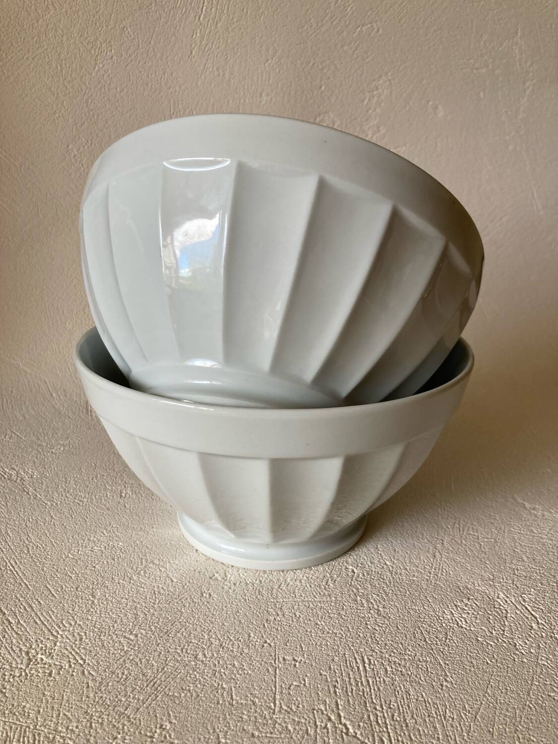 Large vintage white faceted Limoges porcelain bowls