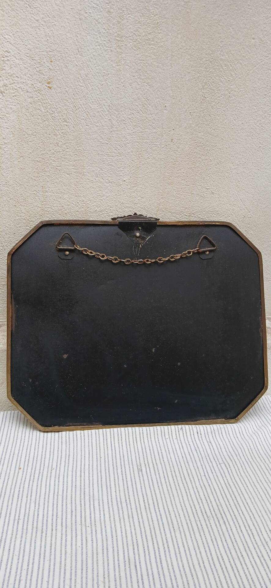 Bevelled mirror with brass frame Art Deco