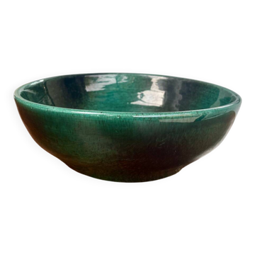 Green glazed ceramic bowl, signed Idlas.