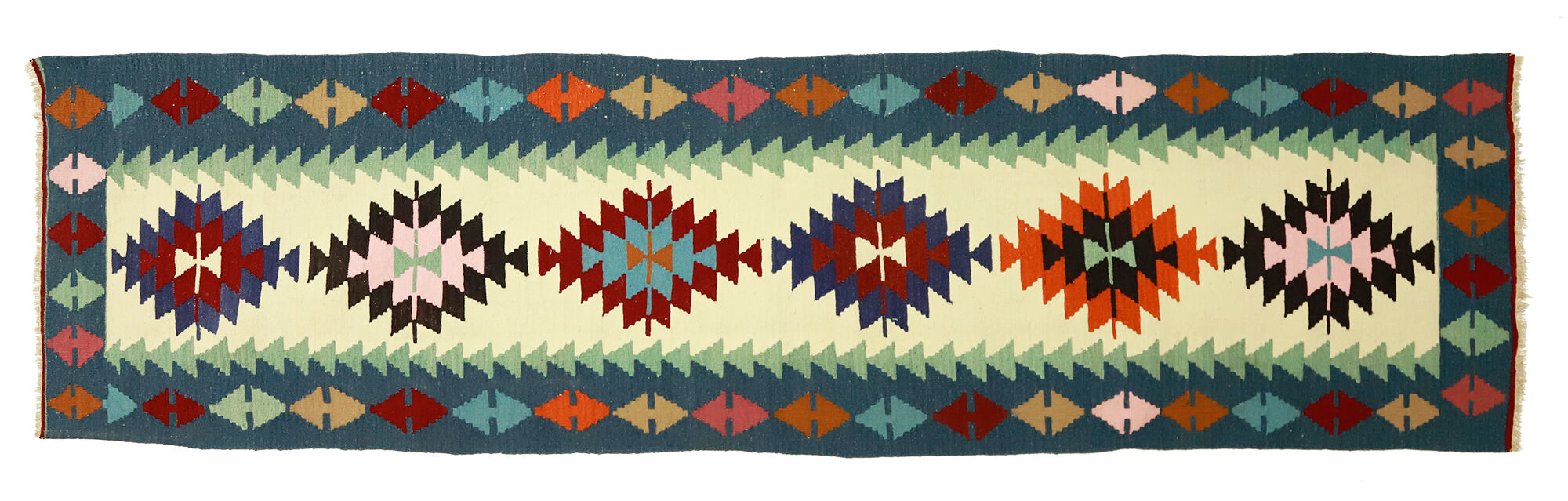 Anatolian handmade kilim rug 354 cm x 92 cm