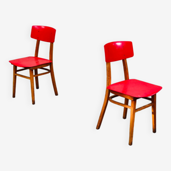 Paire de chaises TON (Thonet) rouge