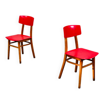 Paire de chaises TON (Thonet) rouge