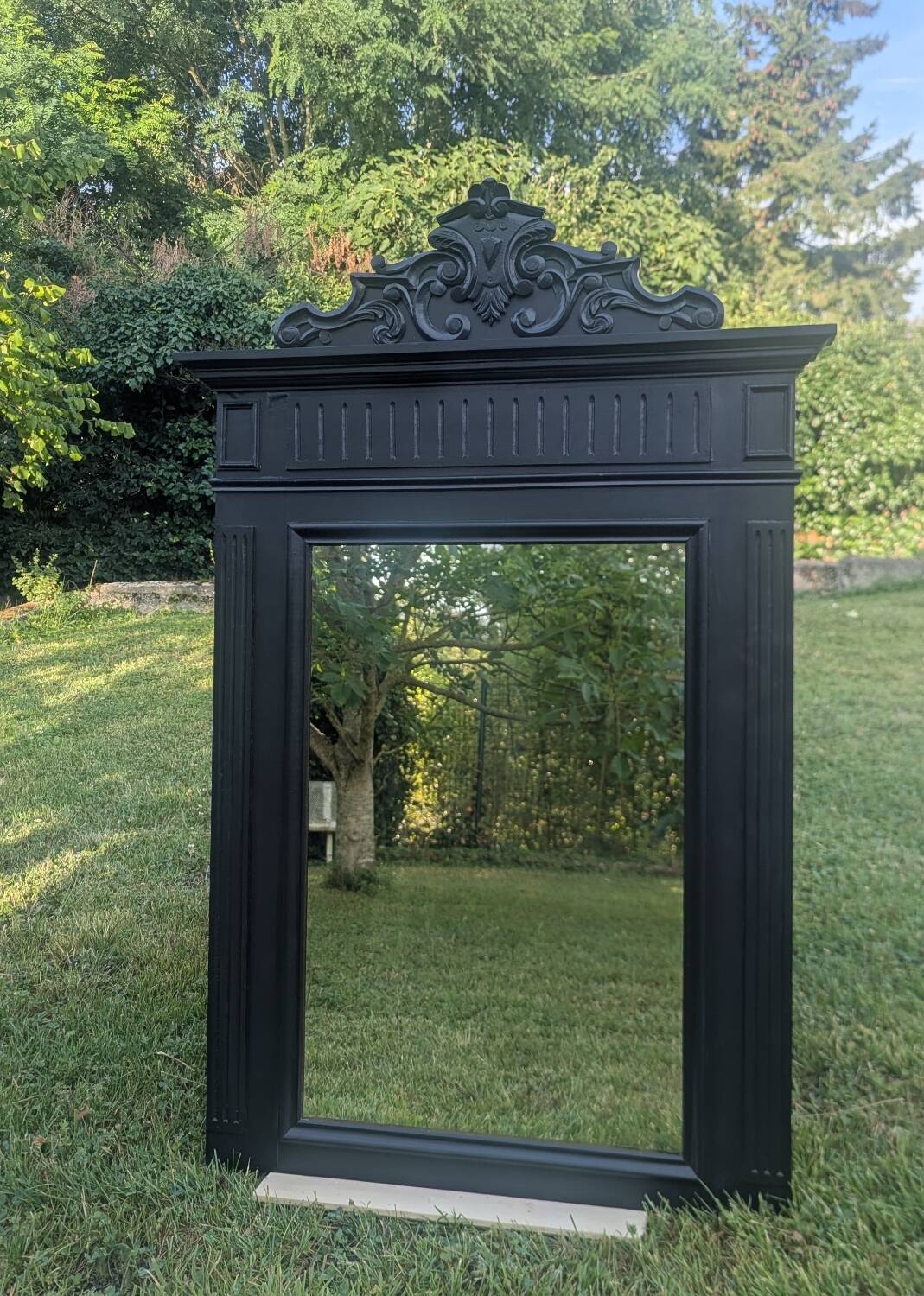 19th-19th Century Trumeau Mirror with Shabby Patina