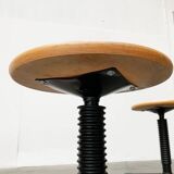 Vintage German industrial workshop stools, set of 3