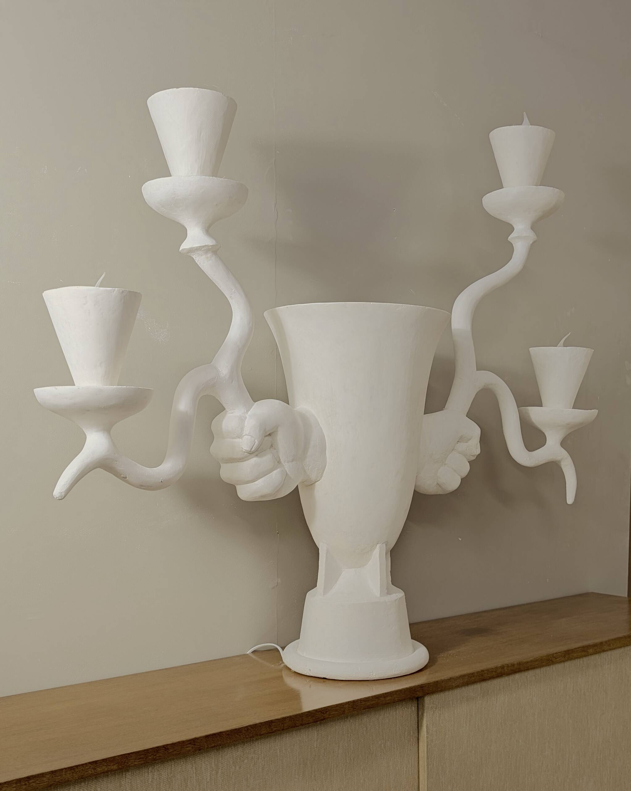 Lampe sculpture en plâtre