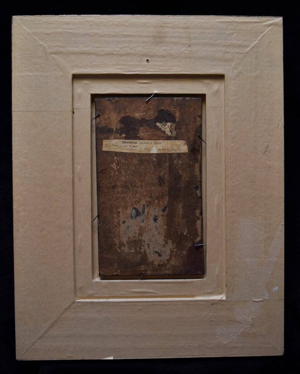 French School of the 19th Century, Attributed to Achille Deveria, Troubadour Scene, Oil on Panel