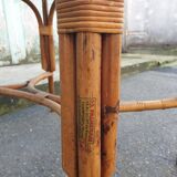 Bamboo and rattan side table, 1950s-1960s