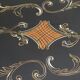 Grande table basse 1960' décor rococo & pieds compas