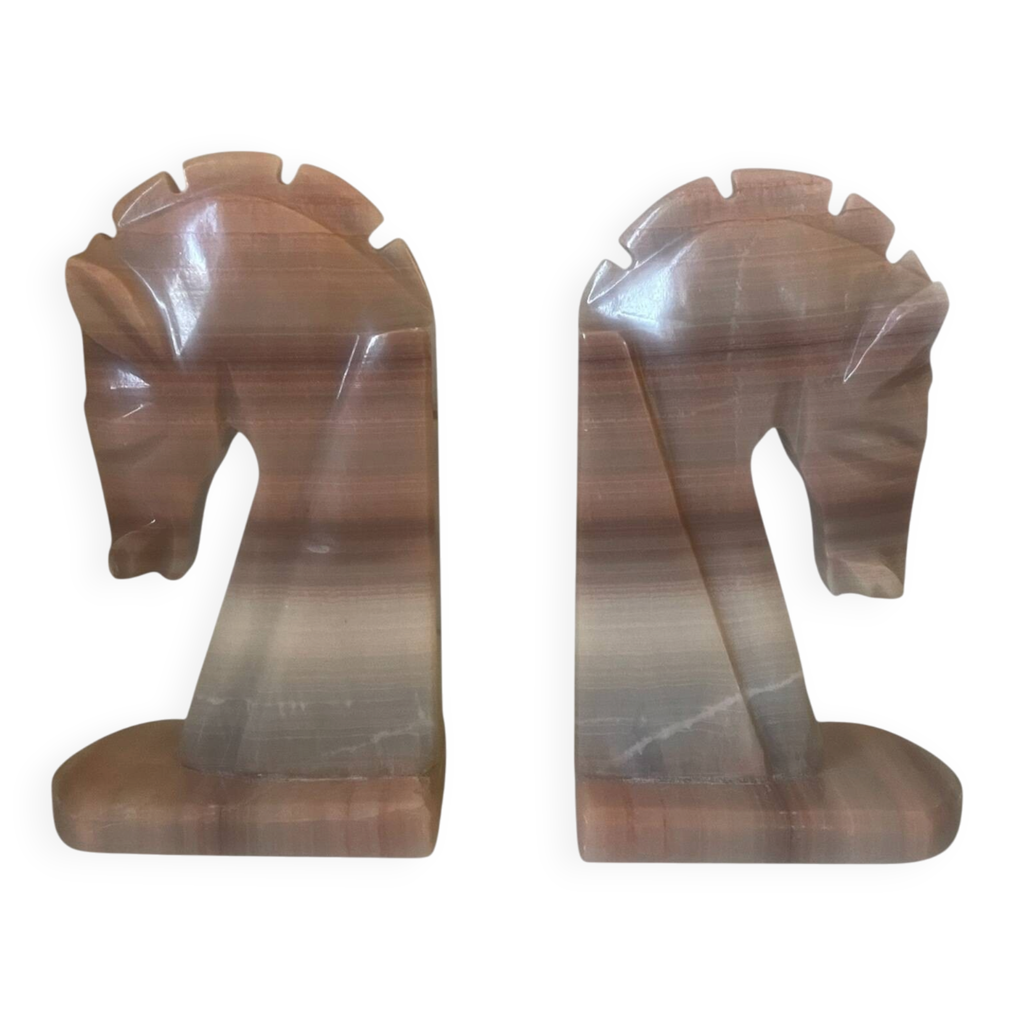 Vintage onyx horse head bookends