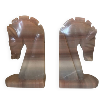 Vintage onyx horse head bookends
