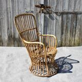 Emmanuelle-style wicker armchair, 20th century