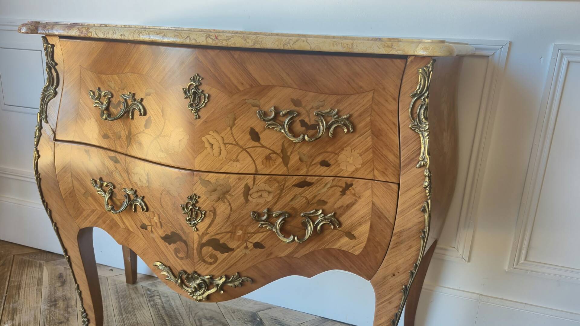Two-drawer sautéuse in Louis XV style, stamped Skalski.