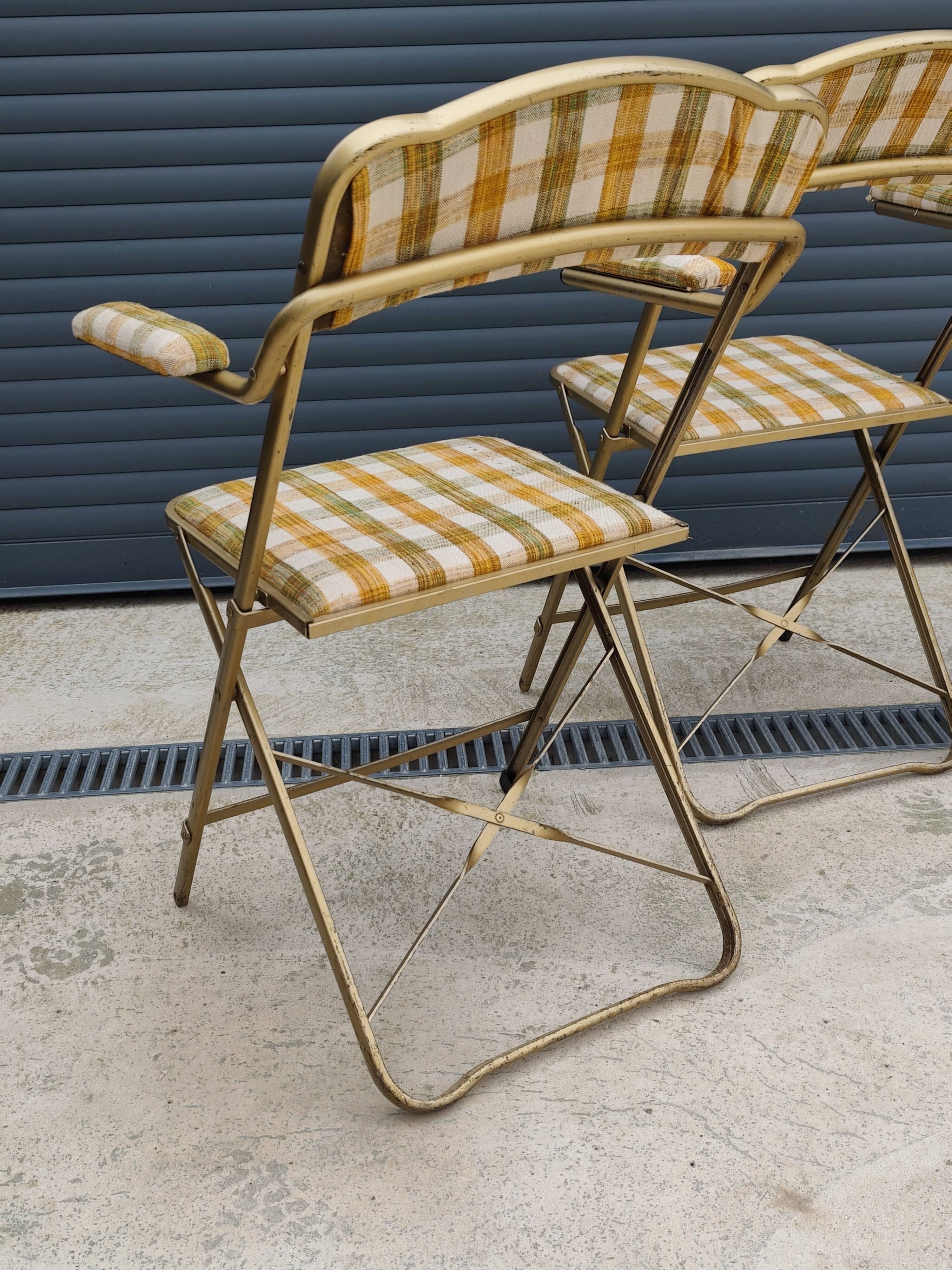 Set of 3 vintage folding armchairs