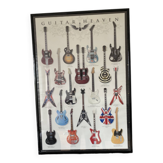 cadre vintage affiche Guitar Heaven avec cadre