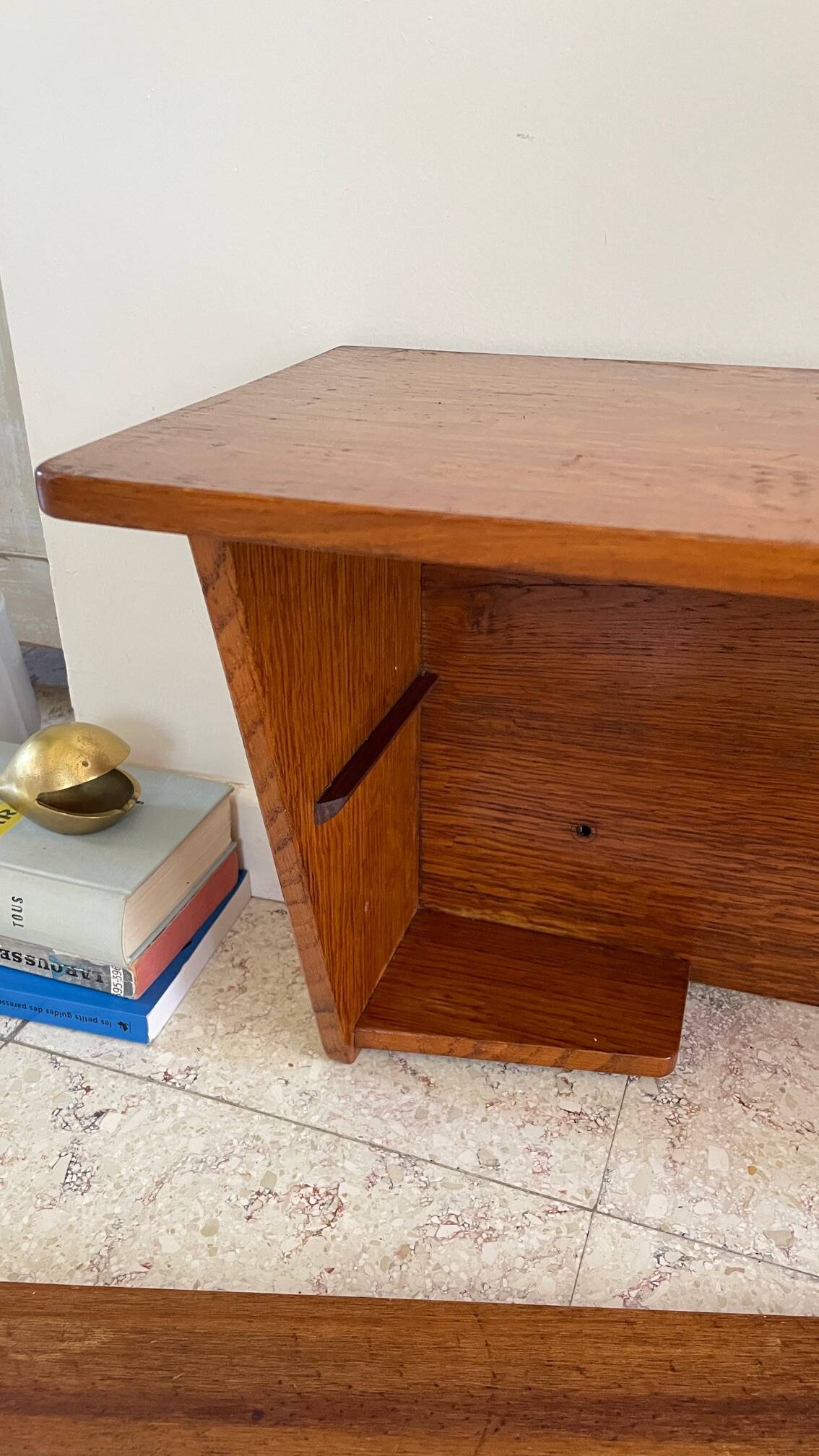 Geometric Wall Shelf Solid Oak Vintage