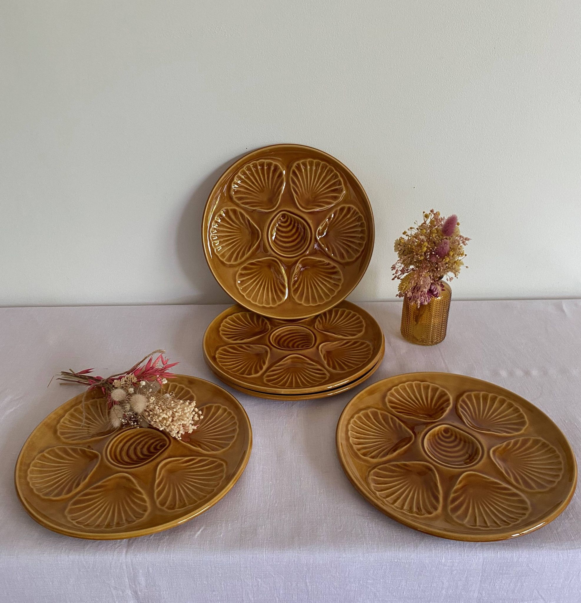 5 assiettes à coquillages vintage