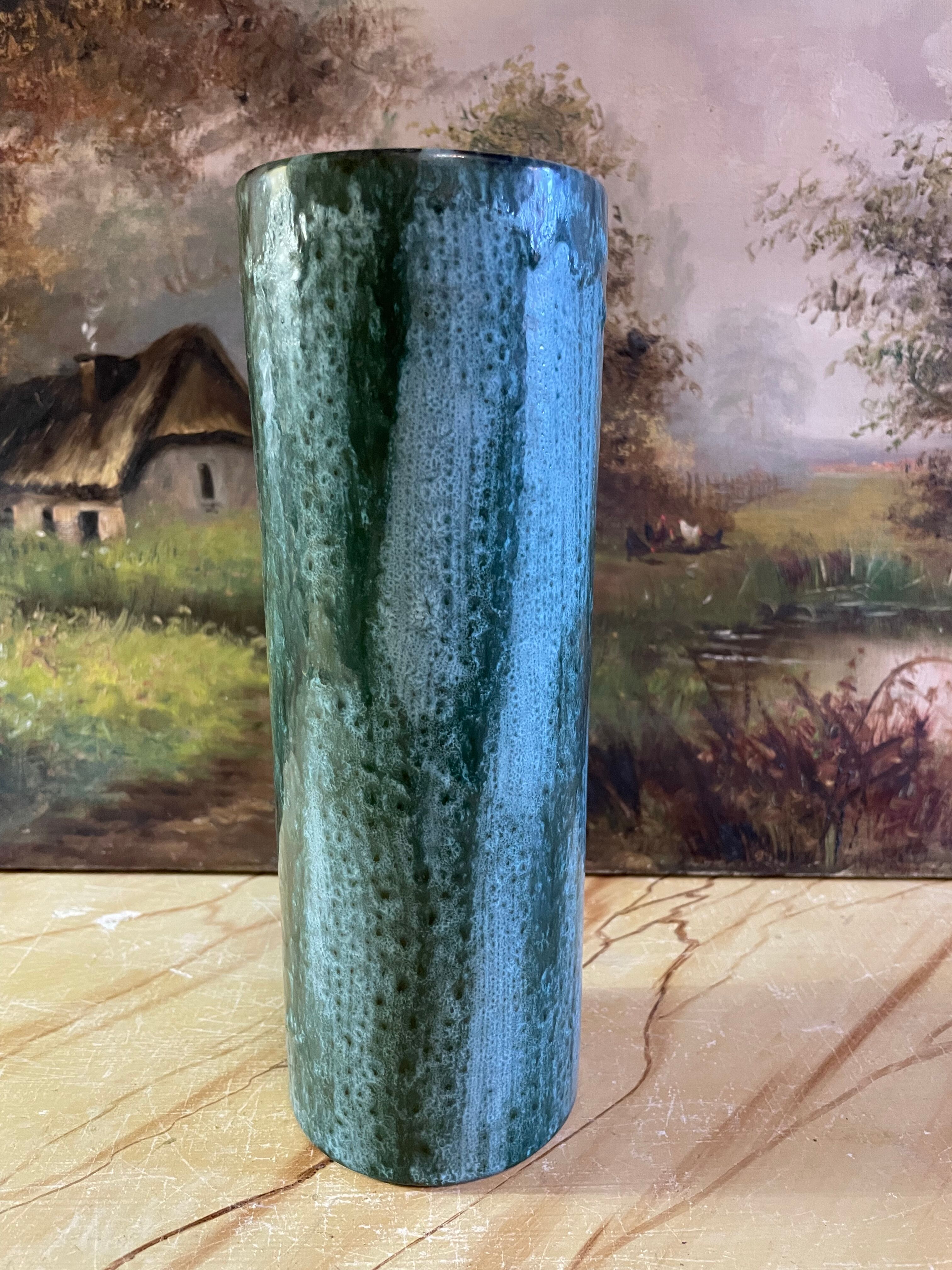 Blue ceramic pitcher