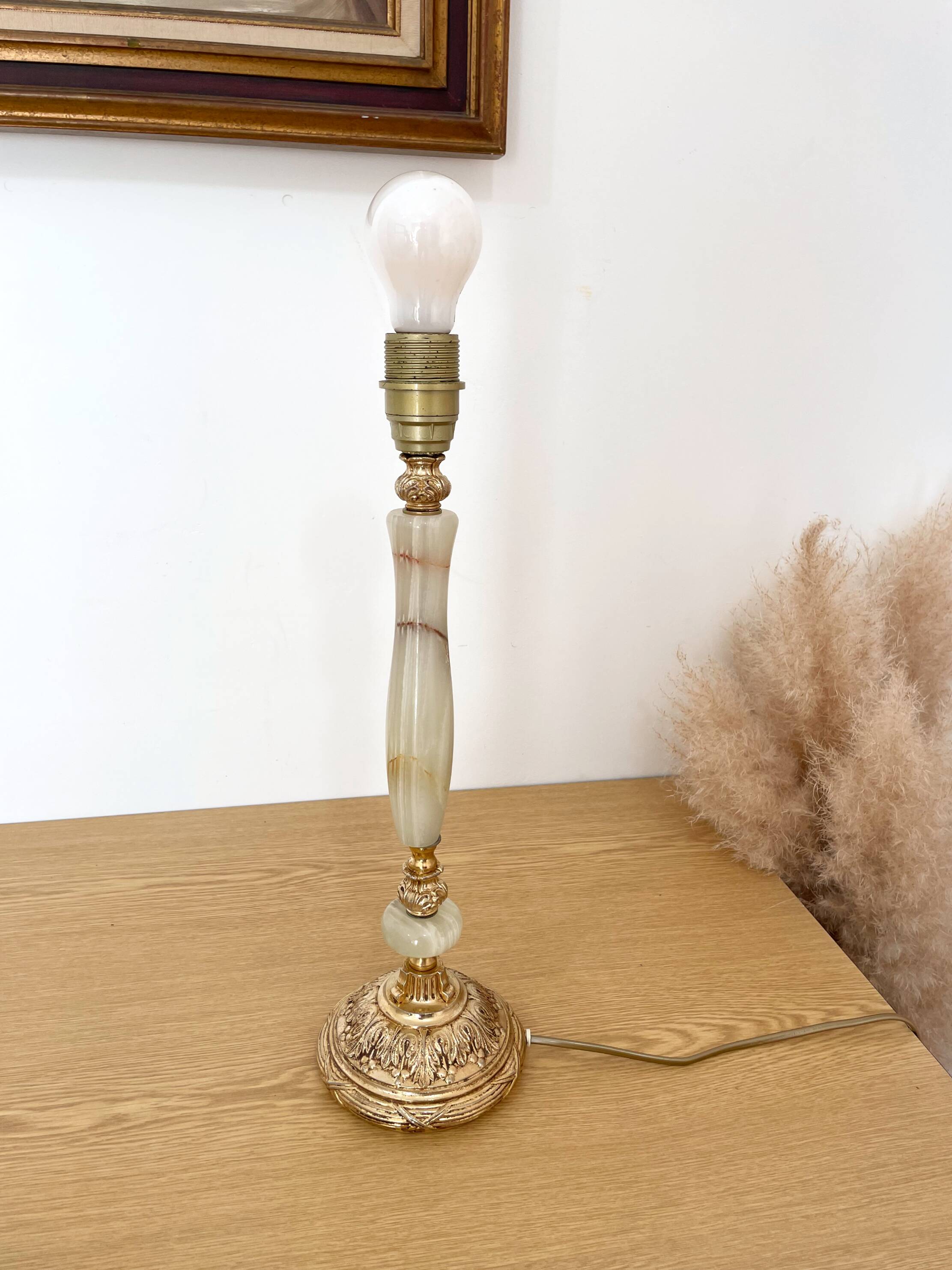 Vintage lamp in onyx and gilded brass - 1950s/60s