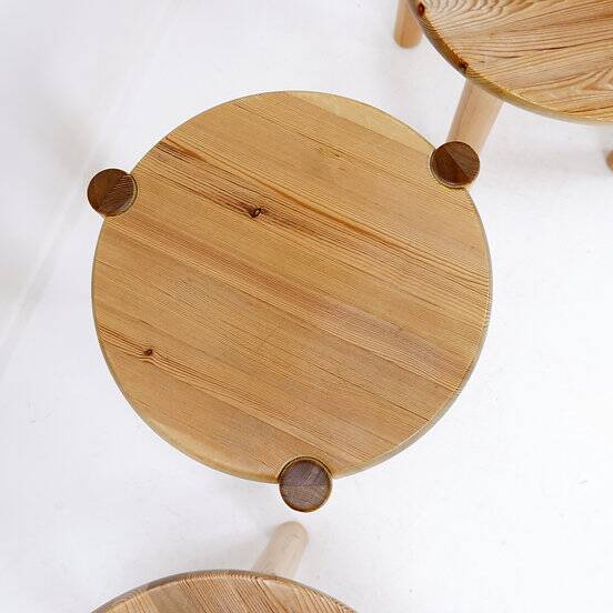Rainer Daumiller for Hirtshals Savværk A/S dining set - Denmark, 1970s - 1 table/2 chairs/1 stool