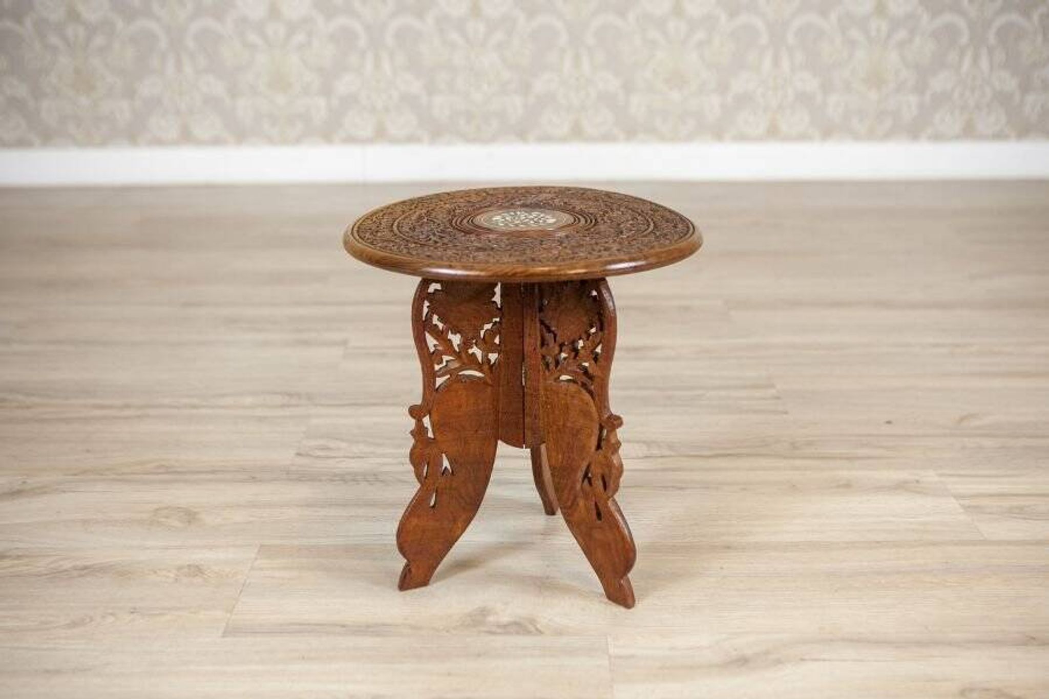 Small Early 20th Century Inlaid Side Table, 1950s