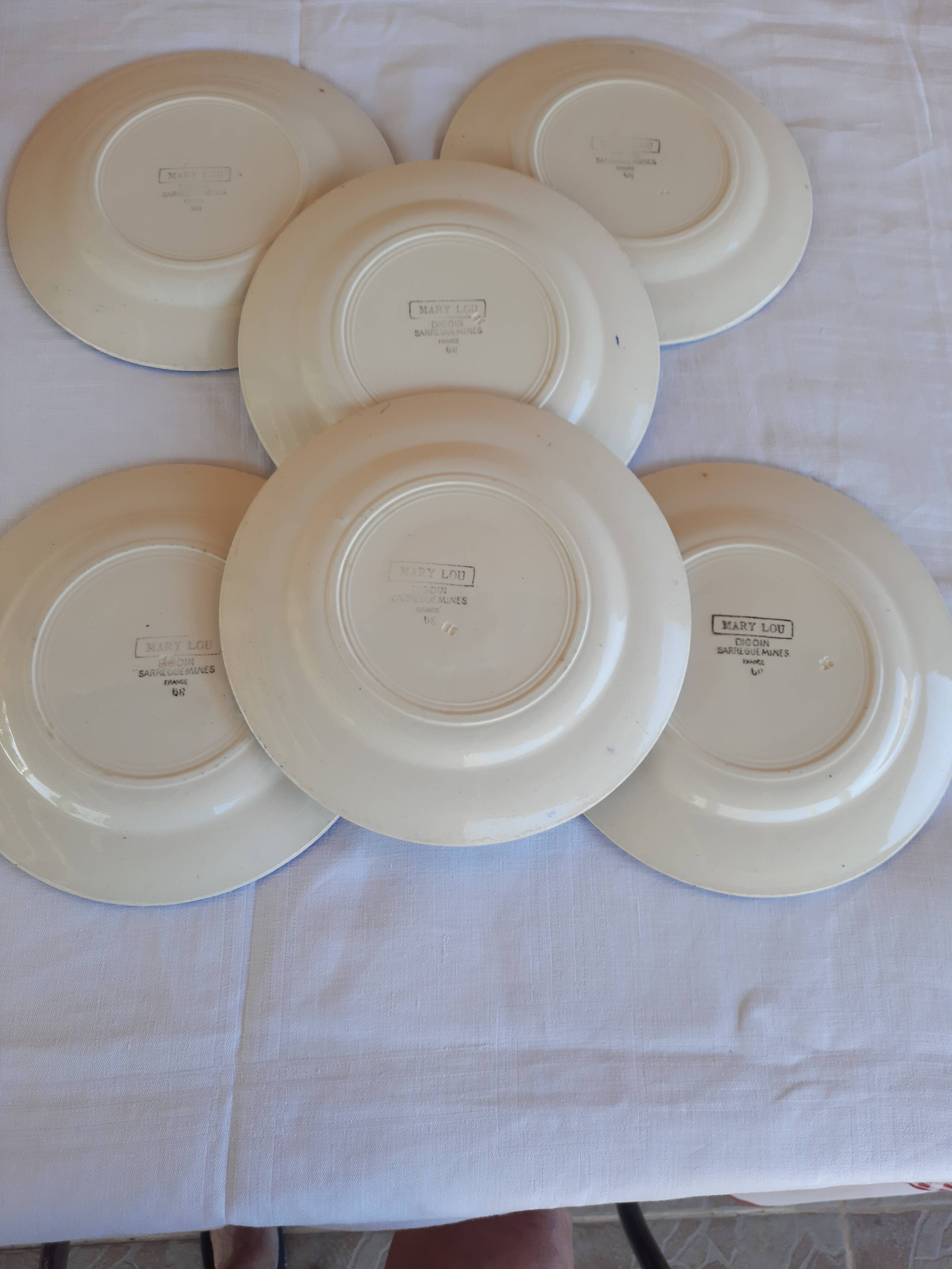 6 old small plates series Mary-Lou de Sarreguemines