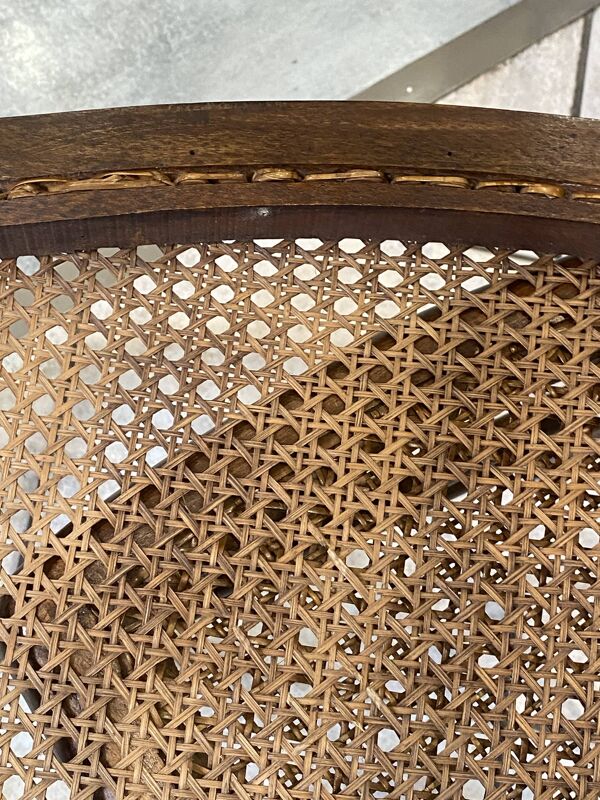 Paire N2 de chaises anciennes cannage et bois années 1900