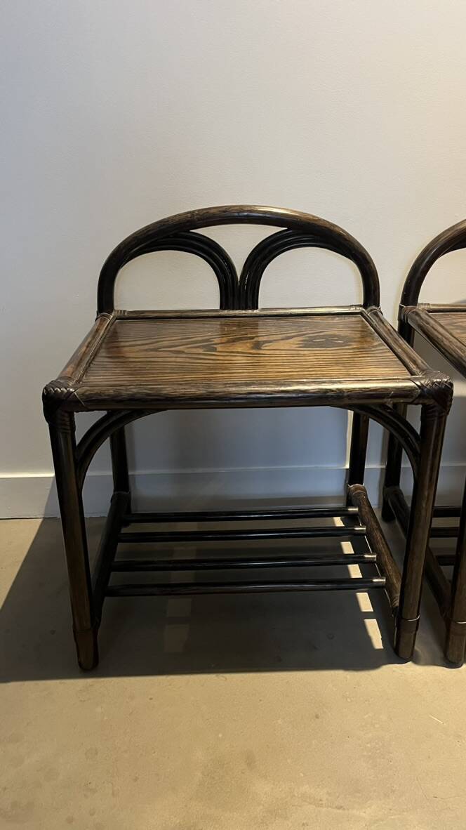 Pair of rattan bedside tables or end tables