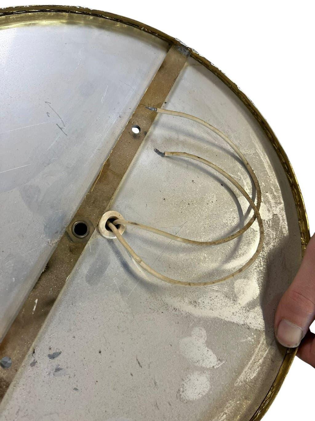 Vintage brass ceiling light/suspension with crystal.