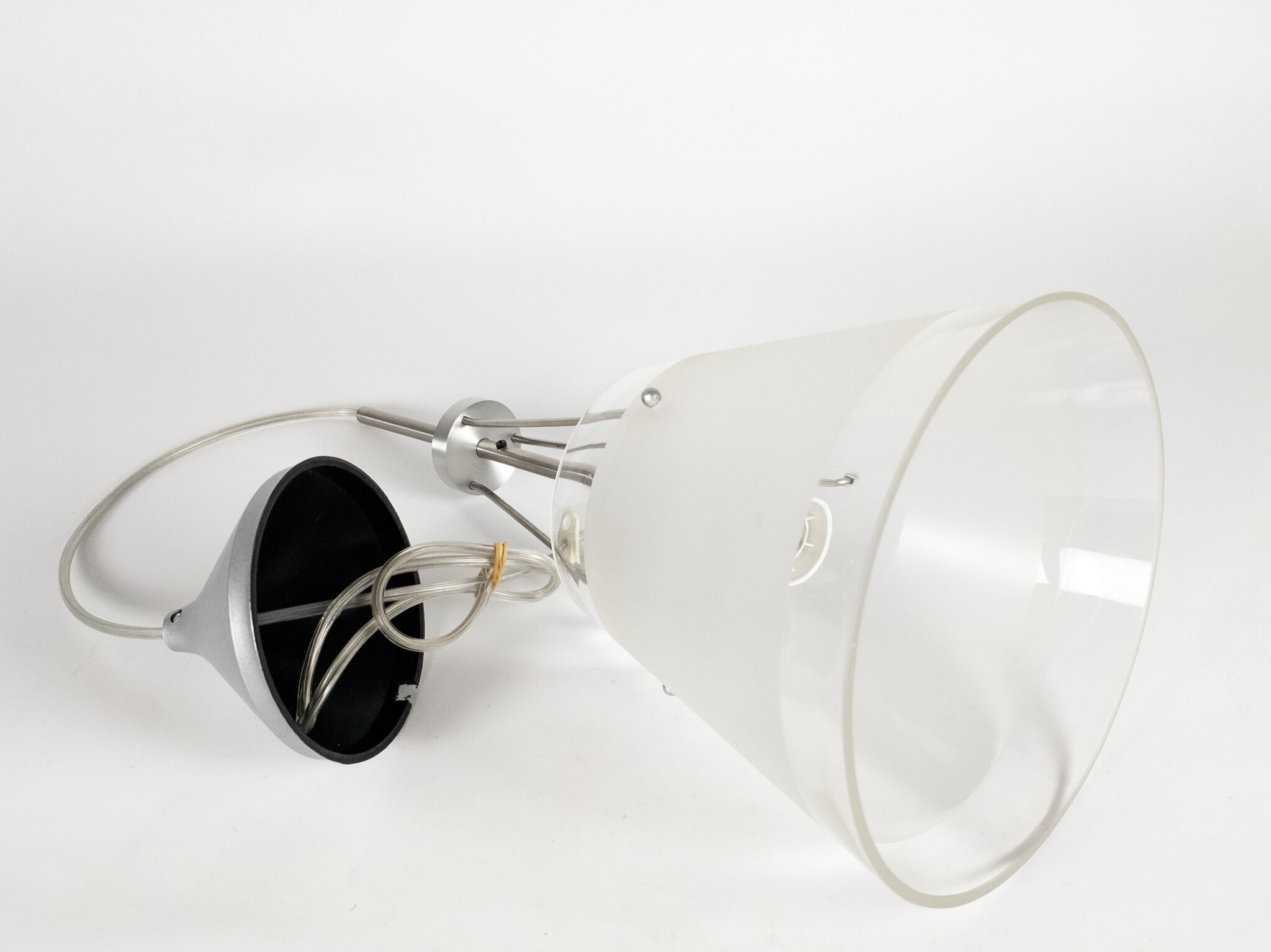 Dutch design - Hala Zeist - hanging lamp - satined glass - marked - post modern - 80's