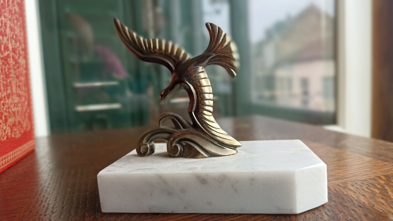 Bookends Sagulls in art zinc and marble