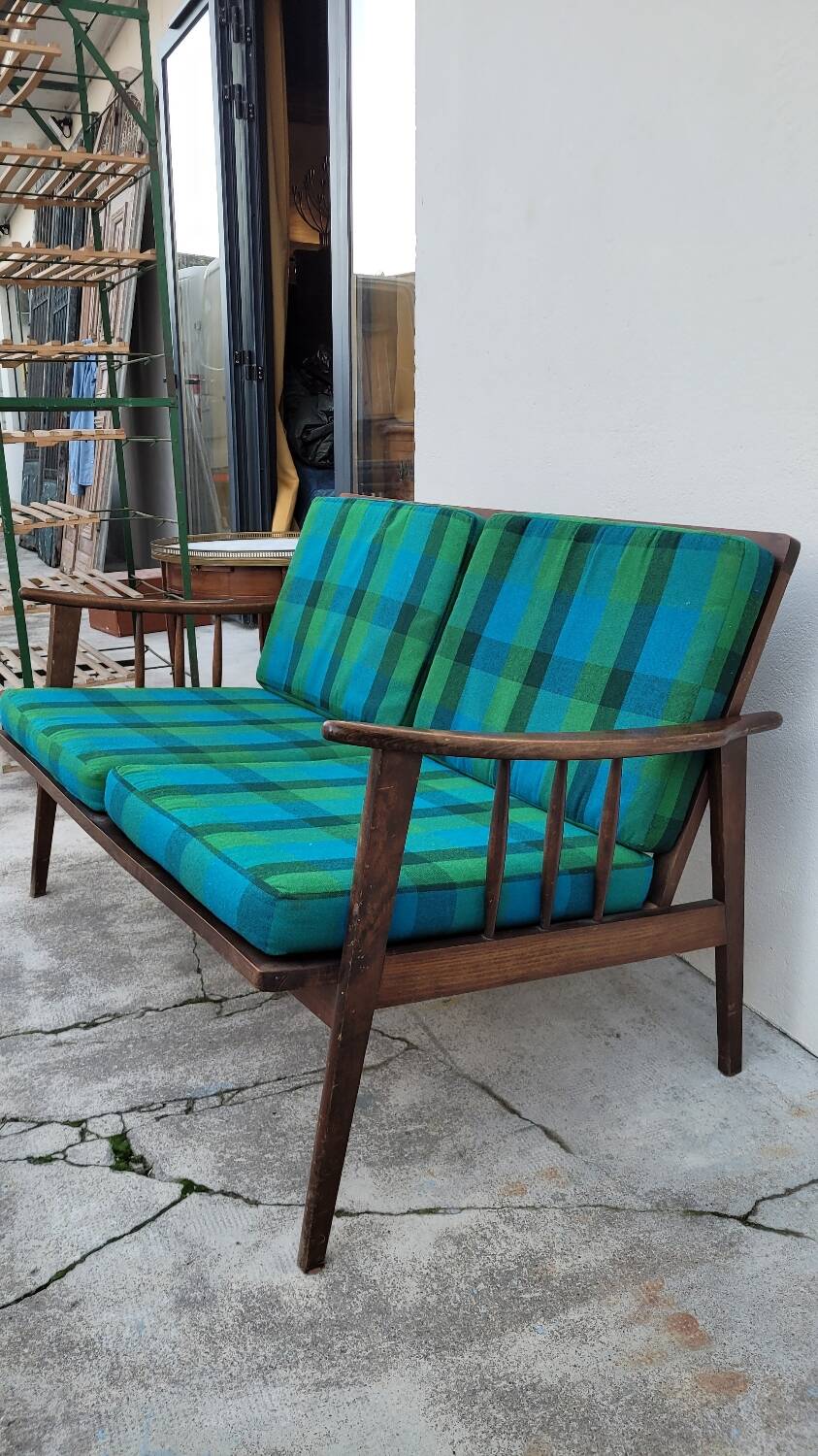 Vintage Scandinavian 2-seater sofa bench - 1950s