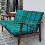Vintage Scandinavian 2-seater sofa bench - 1950s