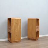 Pair of tall vintage birch wood bedside tables / entryway console 1970s