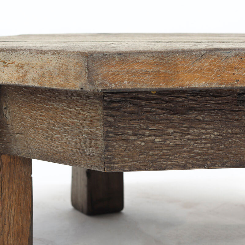 Large Weathered Wabi Sabi Brutalist Vintage Oak Coffee Table