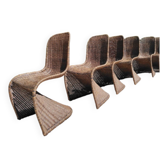 6 vintage rattan chairs dlg Verner PANTON